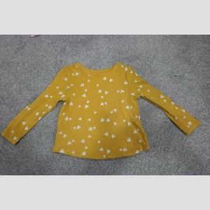 Old Navy 18-24M Toddler Girls Mustard Yellow & White Heart Print Top